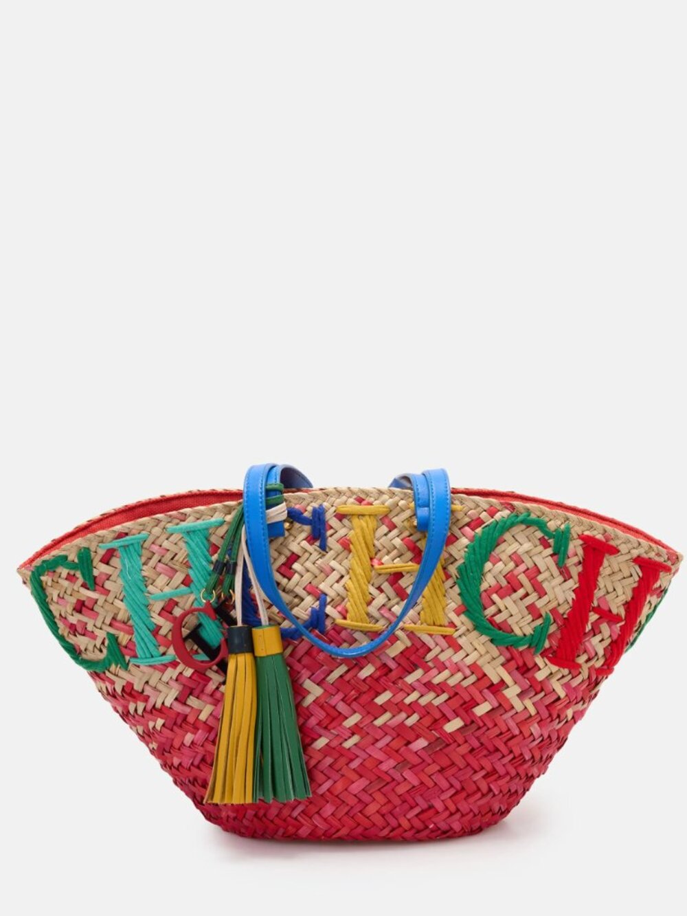 CH Carolina Herrera Capazo Basket Medium Multicolor Raffia Tote Bag MSRP $895